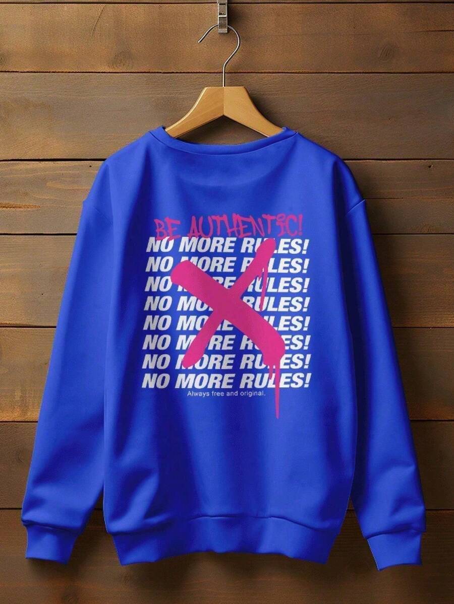 Be Authentic Streetwear Oversized Kangaroo Print Sweatshirt 2411 FLUXOGEEK - Xanh đậm - Xem 1