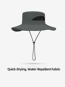 1 pieza Sombrero para hombre para exteriores con protección UV, malla transpirable, disipación de calor, tela impermeable de secado rápido, cordón ajustable con botón, para pesca, montañismo y pescador - A - Ver 12