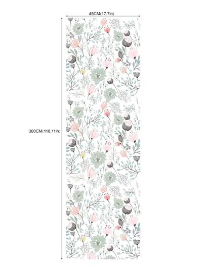 Fresh Pink/Green Art Flower Wallpaper, Peel Stick Waterproof Renovation Wand Sticker, Removable Beautiful Mural, Home Art, ation 17.7 Inch 6.5/9.8 Feet, Stickers Panels, Paper, Wallpapers, Items Refresh Your Home, Festival Birthday Graduation view 3