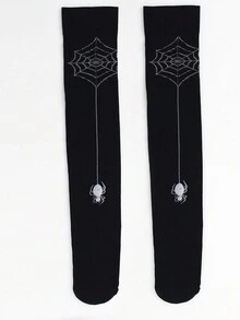 1 Pair Of Halloween-Themed Thigh Socks, Gothic Over-The-Knee Socks, Women's Stockings And Pantyhose