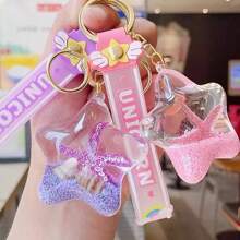 1pc Cute Zinc Alloy Starfish Liquid Quicksand Bottle Keychain Pendant Bag Charm Floating Keyring Halloween Car Accessories Backpack For School Goth Y2k Christmas Gift Ideas Bag Accessories Lanyards With Id Holder Car Accessories Bag Charms Gifts For Mother, Father, Graduation, And Teacher - Multicolor - View 8