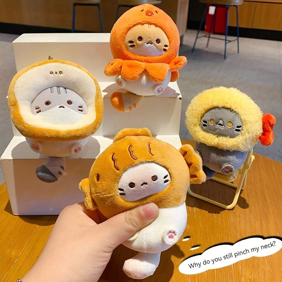 Plush Cat House Keychain,Adorable Doll Pendant Bag Charm Keyring Accessory,Plush Keychain,Keychain Plush,Plush - Multicolor - View 1