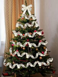1 peça/2 peças Luzes de Natal com 10 m e 2 peças com 5 m de comprimento, Fita prateada com luz LED fria, Decorações de Natal 2024 e Suprimentos para Decoração de Árvore de Natal, Festas de Ano Novo em Casa e Sala, Decoração Ambiente DIY (Baterias não inclusas) - luz fria - Visão 7