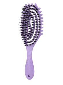 1pc Hair Brush With Bouncey Curl Defining Bristles, Hollow Design Pig Bristle Hair Comb With Special Recessed Sides For Easy Even Hair Brushing And Various Curled Hairstyles - Multicolor - View 10