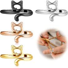 3/4/5/6 قطع خطافات كروشيه للنساء للتوتر القابل للتعديل والأصبع لا يؤذيها أثناء الحياكة ، علبة تخزين عشوائية