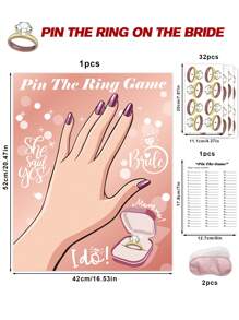 Juegos para despedida de soltera y fiesta de novia, Juego "Ponle el anillo a la novia", Juego del anillo para ducha nupcial, fiesta de compromiso y boda para 32/56 invitados - Multicolor - Ver 7