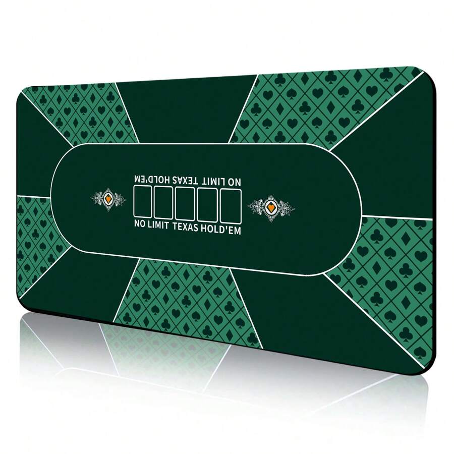 1pc Poker Mat, 8 Players Texas Hold'em Poker Rubber Mat Poker Topper For Tables, Folding Portable Poker Table - Green - View 1