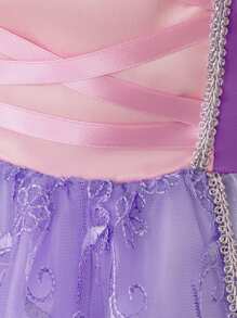 Váy công chúa vải tuyn tay bồng màu tím cho bé gái, thích hợp cho tiệc nhập vai - Màu tím - Xem 7