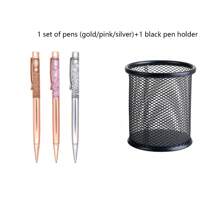 1入/3入/6入閃亮浮砂閃光金屬圆珠筆辦公用品1.0mm黑墨水 - 黑色 - 查看 24