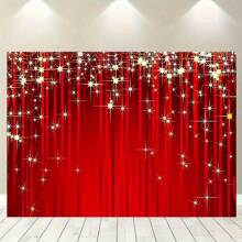 1 pièce Fond de photographie Venus rouge étincelante, fond de drapeau Venus rouge, fond de Noël rouge, décoration murale pour mariage, anniversaire, fête de Noël