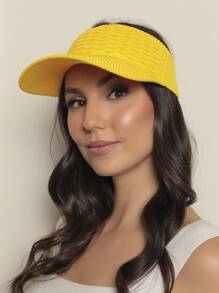 Women Modal Visor Hat Solid Casual Outdoor Visor Hat Summer 2023 Beach Hiking Cycling - 黃色 - 查看 3