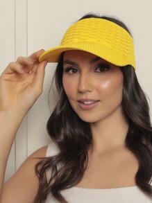 Women Modal Visor Hat Solid Casual Outdoor Visor Hat Summer 2023 Beach Hiking Cycling - 黃色 - 查看 2
