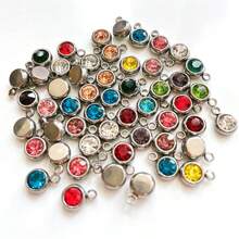10pcs/20pcs Stainless Steel Crystal Beads Pendant In Mixed Colors, Suitable For Birthstone, Crystal Amulet, Bracelet, Jewelry Making DIY For Necklace, Bracelet, Earrings, Valentine And Birthday Gift - Stainless Steel Birthstone Pendant - View 5