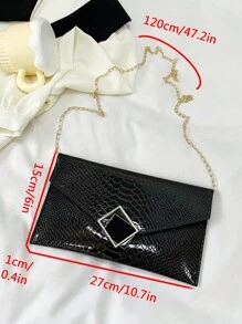 时尚信封单肩包，2024年夏季新款链条斜挎包，时尚简约设计女士手提包