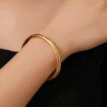 中国风三生三世不褪色光滑手镯，钛钢材质，简约百搭，直径6厘米（购买前请确认尺寸）仅此一个尺寸！！！ - 金色1 - 查看 4