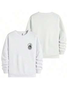 Dark Side Round Neck Sweatshirt Cold Weather Blouse Coat Streetwear Urban Style - 白色 - 查看 1