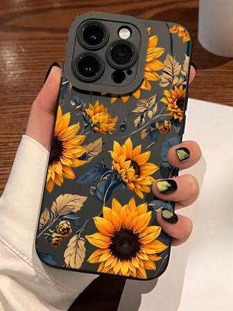 1pc Sunflower Design Matte Anti-Drop TPU Case Compatible With Iphone 16, 16e, 15 Pro Max, 14 Pro Max / Galaxy, / Honor X6A, X7B, X8B / S25 Waterproof Shockproof Scratch Resistant