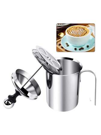 1 Pc Stainless Steel Pump Milk Frother Cream Foam Cappuccino Coffee Double Layer Foam Net