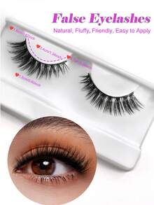 BTLLSSH 7 Pairs 15mm Full Strip Messy Fluffy Eyelash,  Natural Lashes For Makeup,Cross Wispy Dramatic Volume FauxLashes - Natural Lashes - View 3