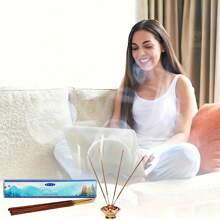 1 Packung handgefertigte Aromastreifen, genießen Sie den Duft von indischen Räucherstäbchen - Sandelholz, Weißer Salbei, Vanille, Kokosnuss und mehr - perfekt für Yoga, Meditation und Wohndekoration, Räucherstäbchen Zubehör (Brenndauer ca. 50-60 Minuten)