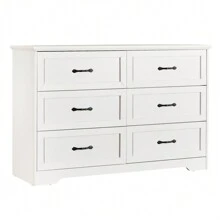 WhizMax Modern 6 Drawers Dresser, Chest Of Drawers Closet Organizers And Storage Clothes, Modern Dressers For Closet Living Room, Kids Bedroom (6 Drawers Dresser, White/Grey/Brown&White)
