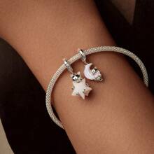 bamoer 1 PC 925 Sterling Silver Cute Cat Star Pendant Flying Balloon Cat Pet Paws Charms Beads Fit Women Girl DIY Bracelet Fine Jewelry