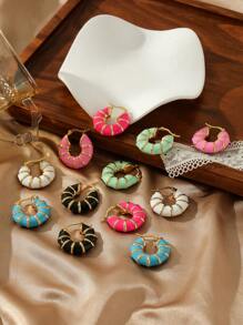 1 Pair 18K Plated Stainless Steel Dopamine Candy Color Segment Dangle Earrings For Women, French Fashionable Ins Style Suitable For Party, Dates, Work