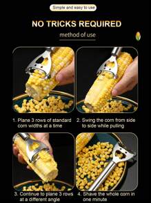 1pc 7in Steel Corn Peeler, Stainless Steel Corn Separator, Corn Peeler, Efficient Corn Peeler, Durable Thresher With Comfortable Ergonomic Handle, Reusable Thresher, Multifunctional Vegetable Peeler, Kitchen Must-Have For Fresh Corn Lovers, Kitchen Gadgets That Can Easily Remove Corn, Household Must-Haves, Creative Kitchen Tools, Space-Saving Design, Corn Peeler, Suitable For Hotels, Restaurants, Bulk Kitchenware And Tableware,