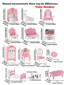 Stomle Family 31 件/套微型仿粉色欧式浴室、客厅、卧室、厨房豪华家具套件，1:12 比例娃娃屋配件，公主女孩玩具，书桌装饰，生日和节日礼物，颜色和款式随机 - 彩色 - 查看 4