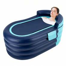 ZhdnBhnos LINSIE Inflatable Adult Bathtub, Mobile Bathtub, With Electric Air Pump, Free-Standing Blow Up Bathtub With Foldable Portable Feature, Suitable For Hot Water Bath & Ice Bath (Blue) The Best Gift/Present For Family&Friends Happy Christmas - 藍色 - 查看 6