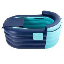 ZhdnBhnos LINSIE Inflatable Adult Bathtub, Mobile Bathtub, With Electric Air Pump, Free-Standing Blow Up Bathtub With Foldable Portable Feature, Suitable For Hot Water Bath & Ice Bath (Blue) The Best Gift/Present For Family&Friends Happy Christmas - 藍色 - 查看 5