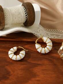 1 Pair 18K Plated Stainless Steel Dopamine Candy Color Segment Dangle Earrings For Women, French Fashionable Ins Style Suitable For Party, Dates, Work