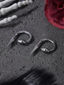 1 件时尚不锈钢朋克龙耳环，男女通用嘻哈街头风格龙蛇骷髅耳钉，适合日常佩戴、派对、音乐节、约会