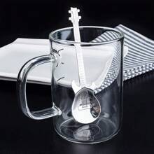 4/6 件 304 不锈钢吉他形甜点勺、咖啡勺、茶匙、可爱甜点勺，适合搅拌饮料/奶昔/果酱，音乐咖啡礼物，返校 - 銀色 - 查看 4