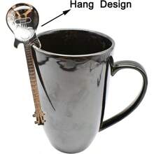 4/6 件 304 不锈钢吉他形甜点勺、咖啡勺、茶匙、可爱甜点勺，适合搅拌饮料/奶昔/果酱，音乐咖啡礼物，返校 - 銀色 - 查看 5