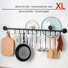 1 件装厨房挂钩支架，带贴纸，壁挂式锅盖架，可旋转挂杆，铲子、勺子和勺子收纳架，无需钻孔