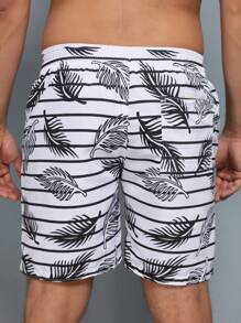 Tactel Shorts Thick Men's Mauricinho Adult Surf Beach Pool Quick Dry Gym Bermuda Summer - Đen và trắng - Xem 3