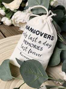 12 件/套单身女士派对宿醉恢复套装 - 抽绳婚礼迎宾节日生存伴娘礼物手提袋、派对节日礼品袋、印花珠宝抽绳袋，适用于秋季装饰、圣诞节 - 米色 - 查看 3