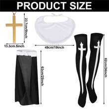 Conjunto de disfraz de monja, incluye medias altas de monja con collar para disfraz de Halloween, disfraz de fiesta de fantasía para mujeres, accesorios de vestuario