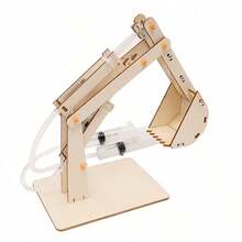 Excavadora Hidráulica Brazo Kit De Ciencia Educativo Diy,Juguete de construcción de brazo robot, kit de modelo mecánico de madera hidráulica, Modelo de Excavadora Hidráulica DIY-juguetes educativos de ciencia para Niños-Juego de Juguetes para Experimentos Científicos únicos, Juego de Juguetes para Vehículos Excavadoras de Construcción de Madera 3D, Kit de Experimentos Científicos de Juguetes Divertidos - Amarillo - Ver 2