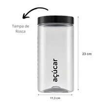 Kit 2 Potes Açúcar Café Mantimento Grande Plástico Cristal 2 Litros - Preto - Visão 4