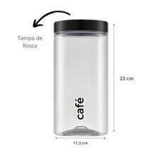 Kit 2 Potes Açúcar Café Mantimento Grande Plástico Cristal 2 Litros - Preto - Visão 5