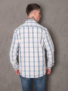 2024 New Style Men's Plaid Long Sleeve Shirt - 藍白色 - 查看 2