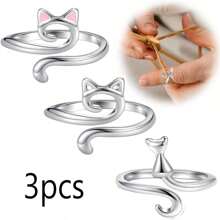 3 件装女式钩针环可调节张力，编织时手指不会受伤 - 多色 - 查看 12