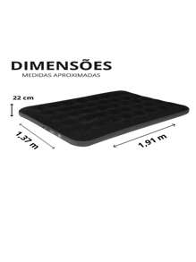 Deluxe Comfort Black Inflatable Double Mattress Camping Travel Leisure Durable Portable Practical Bel - 黑色 - 查看 4