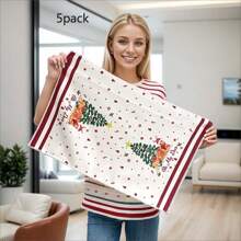 5 Packs Christmas Towels Are Soft, Comfortable, And Cartoon Christmas Patterns Have Good Water Absorption