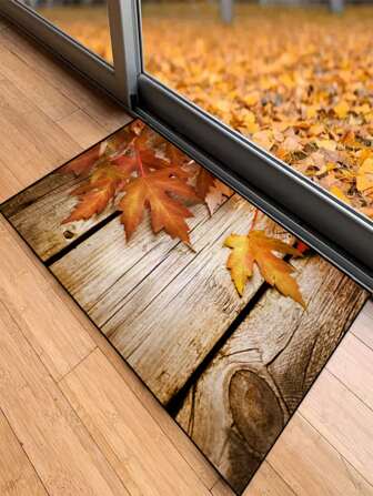 1pc 'Pumpkins,Maples,Thanksgiving Day' Doormat, Indoor Mat, Throw Rug, Creative Door Mat, Entryway Themed Mat, Home Decor, Non-Slip Floor Rug Mat, Bedroom Accessories, Photo Props, Outdoor Decor, Throw Rug, Area Rug, Gift