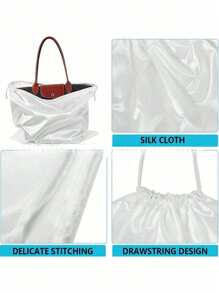 1/3pcs Polyester Satin Dustproof Drawstring Bag For Jewelry,Silk Dustproof Drawstring Travel Storage Pouch,Portable Clothing Shoes Drawstring Bundle Pockets, High Capacity Dust Bags For Handbags,Self-Sealed Drawstring Storage Bag, Travel Supplies, Storage And Organization - Multicolor - View 6