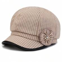 1 件装中老年女士格子帽檐防风报童帽，优雅休闲户外时尚八角帽，适合秋冬季 - 中老年成熟女性報童帽 - 查看 11