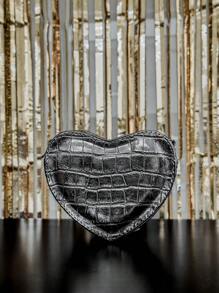 Women's Crossbody Bag Side Mini Bag Small Party Bag Metallic Chain Strap Love Heart - 深灰色 - 查看 2